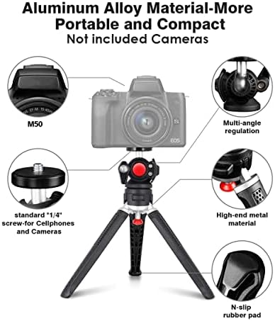 מצלמה מיני חצובה, מחזיק חצובה Vlog קל משקל קל משקל, מתכוונן [חצובה כף יד יציבה של חצובה של DSLR תואם ל- Sony A6000 Canon